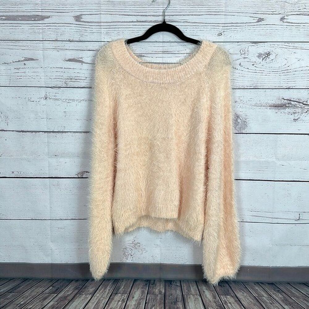Joes Jeans Sweater Youth Girls XL 16 Pink Boxy Eyelash Soft Stretch Fuzzy Slouch